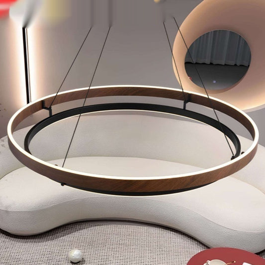 Italian Modern Minimalist Wood Grain Living Room Chandelier - globaltradeleader