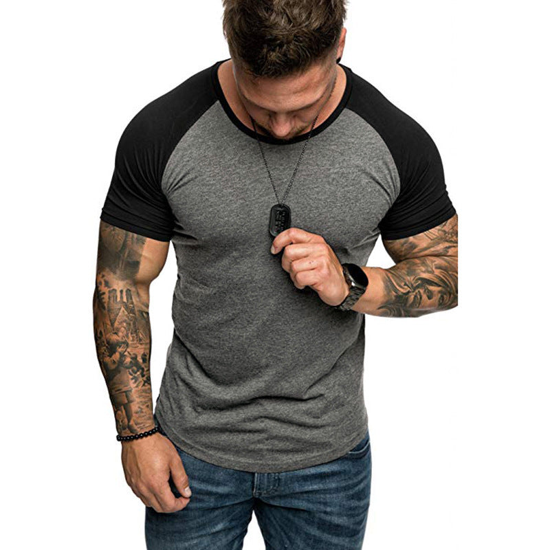 Color block raglan sleeve men's T-shirt - globaltradeleader