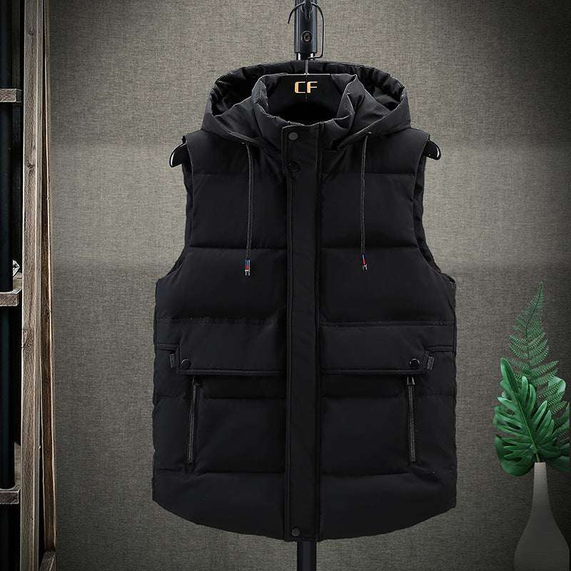 Down Hooded Vest Men's Student Waistcoat Cotton Jacket - globaltradeleader