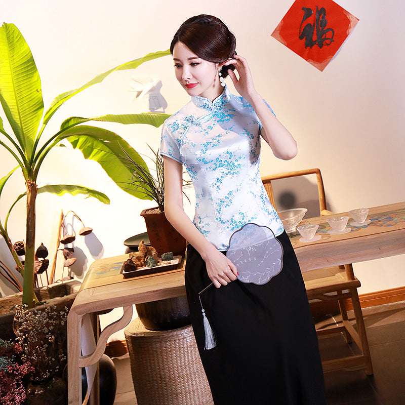 Improved Cheongsam Top Brocade Slim Retro Women