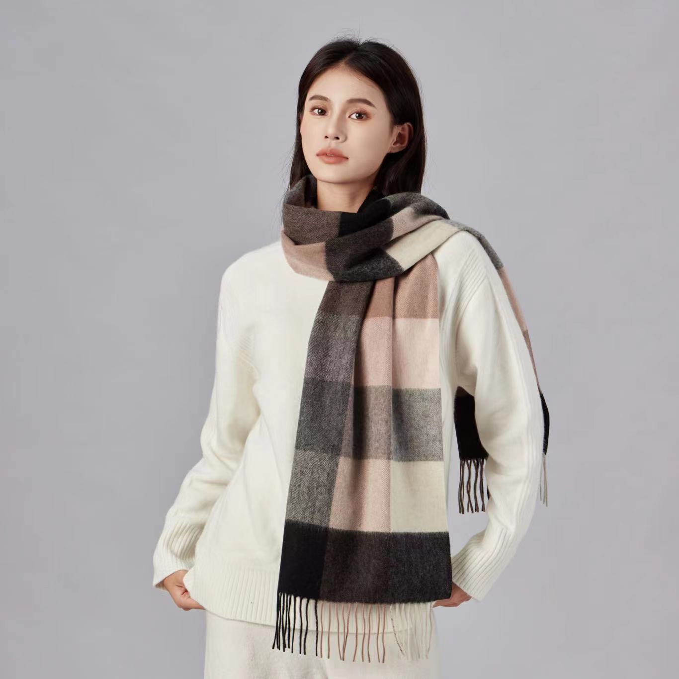 Wool Scarf Winter Popular Women's Men's Thickening Minimalist Plaid