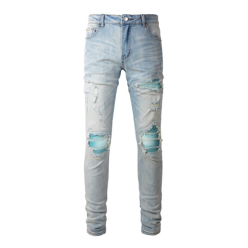 Men's Slim Fitting Stretch Ripped Skinny Jeans - globaltradeleader