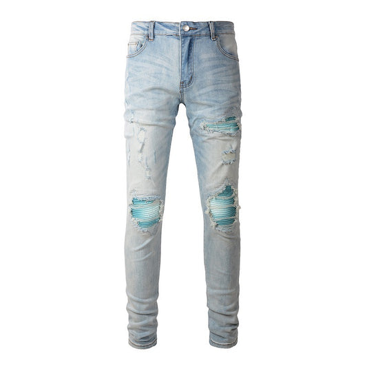 Men's Slim Fitting Stretch Ripped Skinny Jeans - globaltradeleader