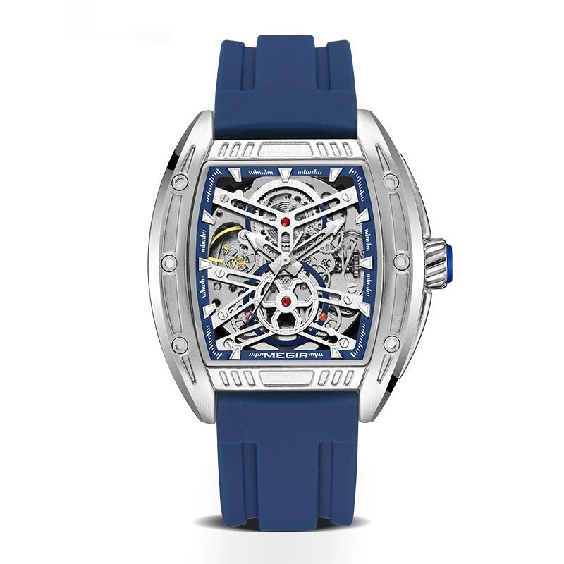 Men's Wine Barrel Type Mechanical Watch Silicone Tape - globaltradeleader