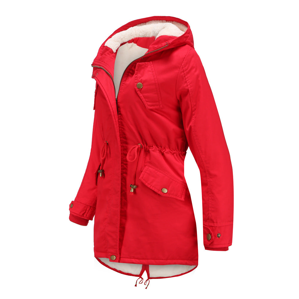 Women's Cotton Clothes Women's Solid Color Hooded Parka Coat Thick Cotton-padded Cotton-padded Cotton-padded Coat - globaltradeleader