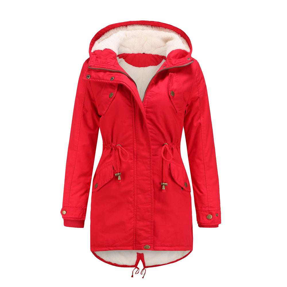 Women's Cotton Clothes Women's Solid Color Hooded Parka Coat Thick Cotton-padded Cotton-padded Cotton-padded Coat - globaltradeleader
