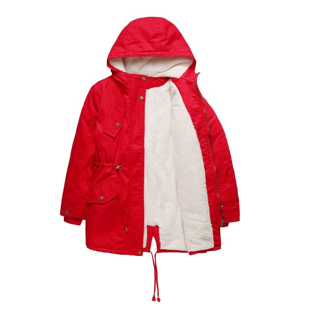 Women's Cotton Clothes Women's Solid Color Hooded Parka Coat Thick Cotton-padded Cotton-padded Cotton-padded Coat - globaltradeleader