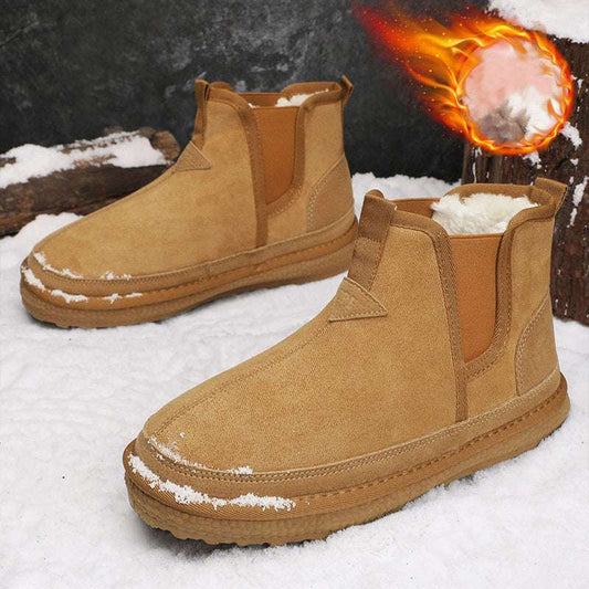 Winter Fleece Snow Boots Round-toed Flat Shoes Casual Warm Sports Shoes Men Ankle Boot - globaltradeleader