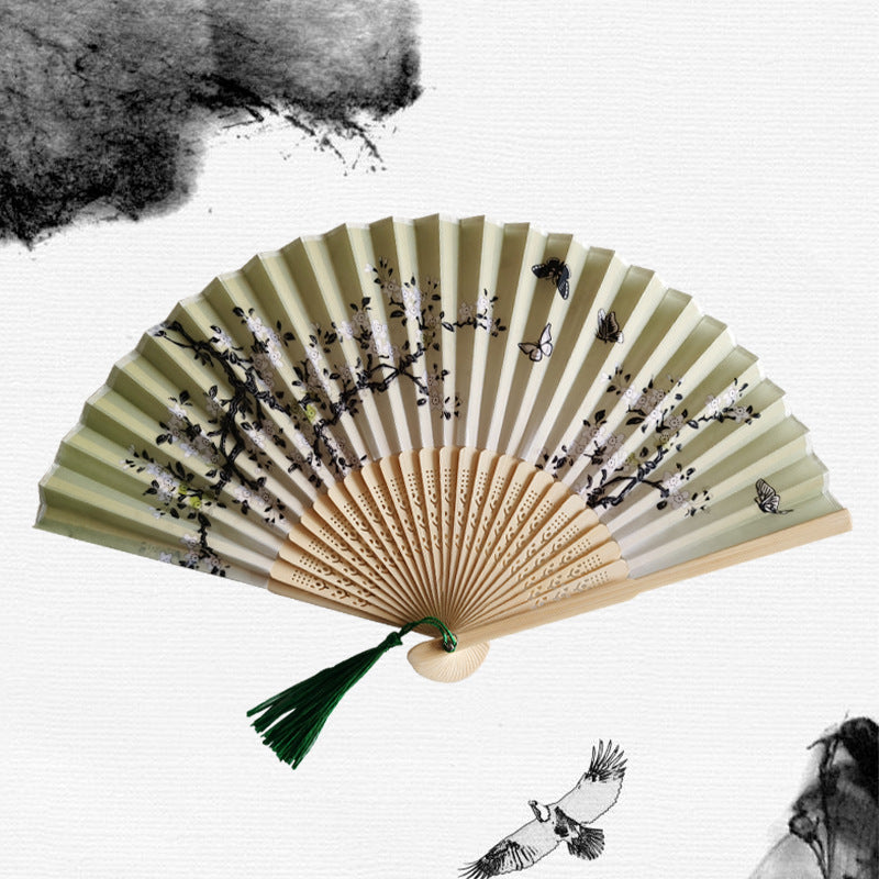 Folding Fan Bamboo Ancient Style Han Chinese Clothing Chinese Style Small Fan