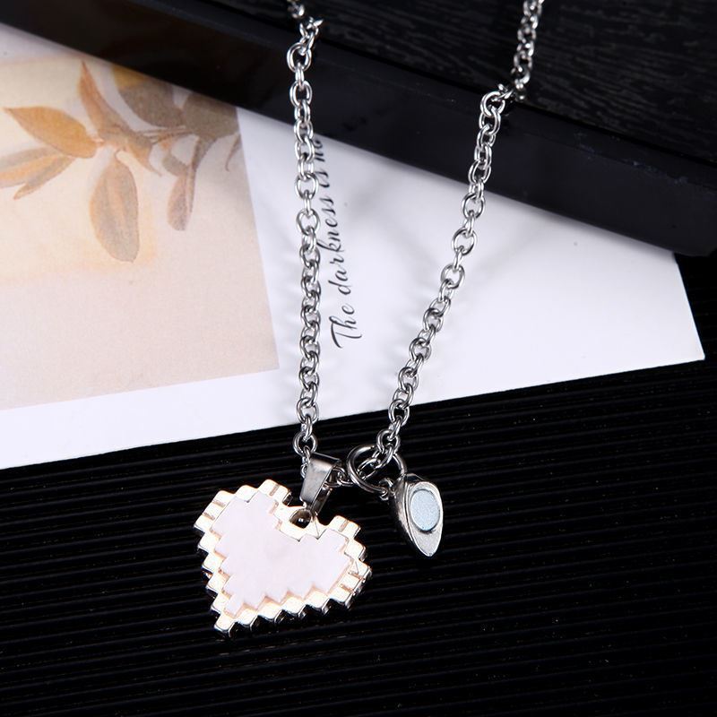 2pcs Magnetic Heart-shaped Mosaic Necklace Fashion Personality Couple Love Necklace For Valentine's Day - globaltradeleader
