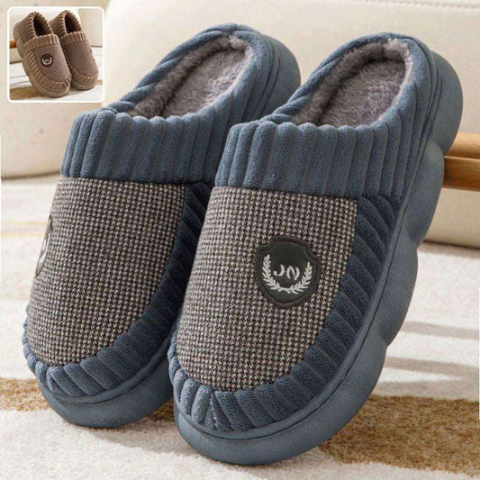 Plus Size Colorblock Plush Slippers For Women Men Winter Warm Home Slipper Indoor Thick-soled Fleece Shoes Couple - globaltradeleader