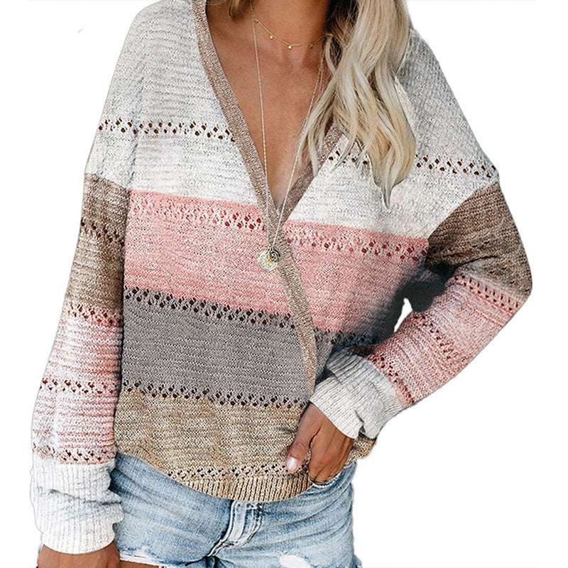 Ladies Color Block Sweater Top - globaltradeleader