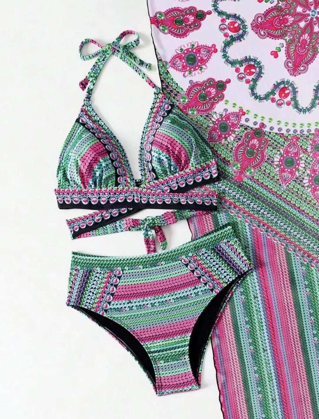 Women's Split Cross Strap Retro Ethnic Style Swimsuit - globaltradeleader