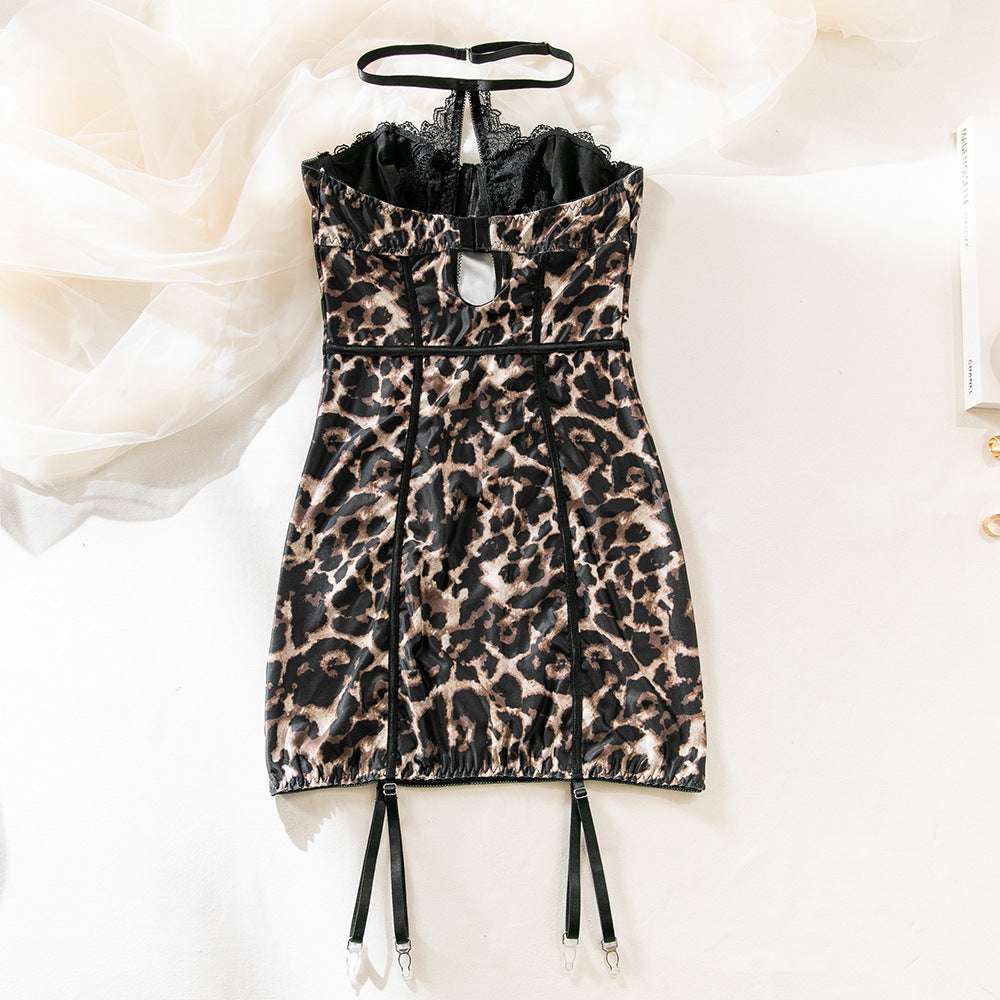 Sexy Leopard Lace Tube Top Dress Ins Fashion Corset A-line Short Dresses For Women Clothing - globaltradeleader