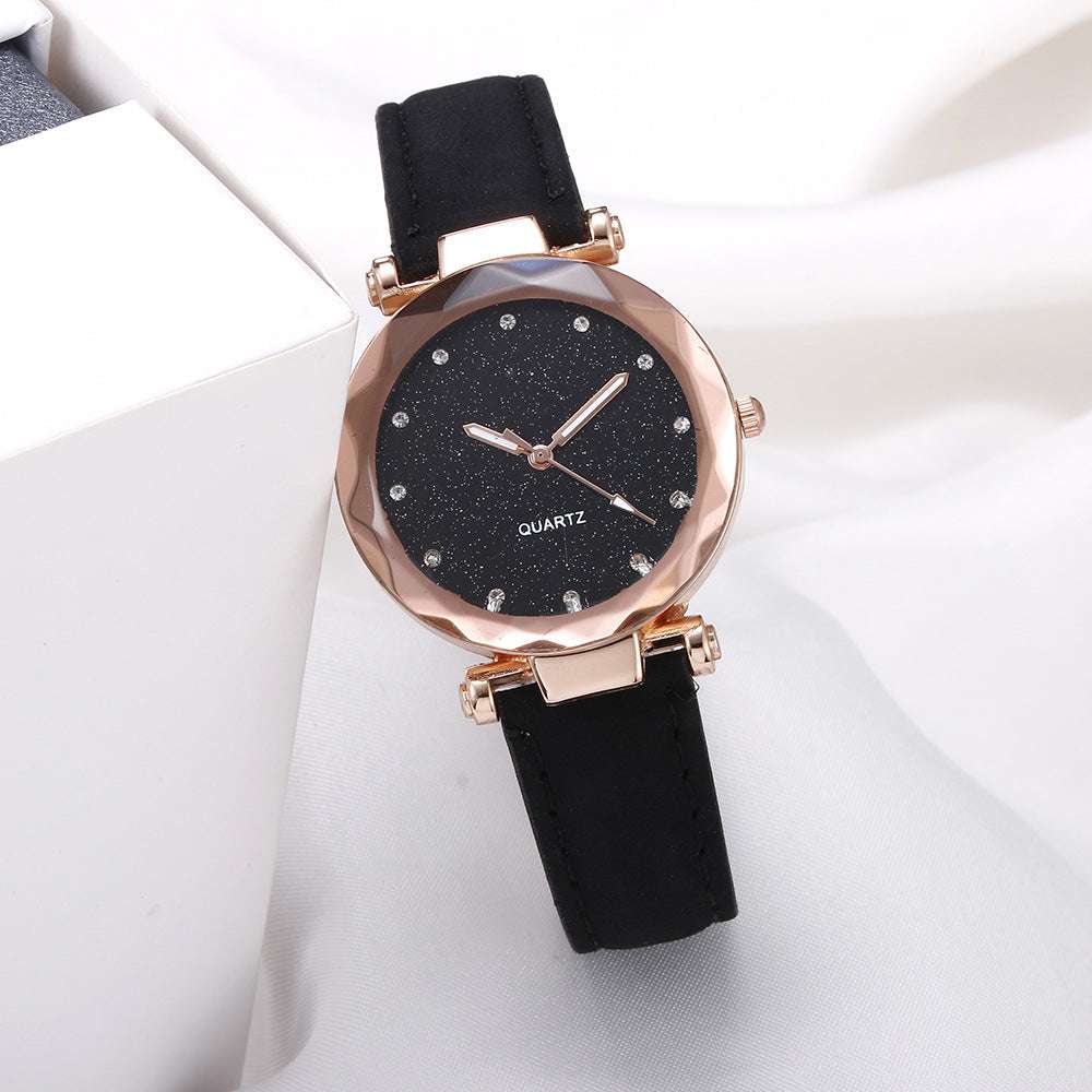 Casual Women Romantic Starry Sky Wrist Watch Leather Rhinestone Designer Ladies Clock - globaltradeleader