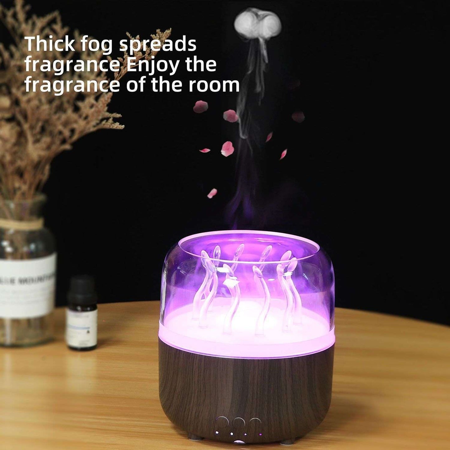 Wood Grain Rotating Dynamic Spray Jellyfish Ambience Light - globaltradeleader