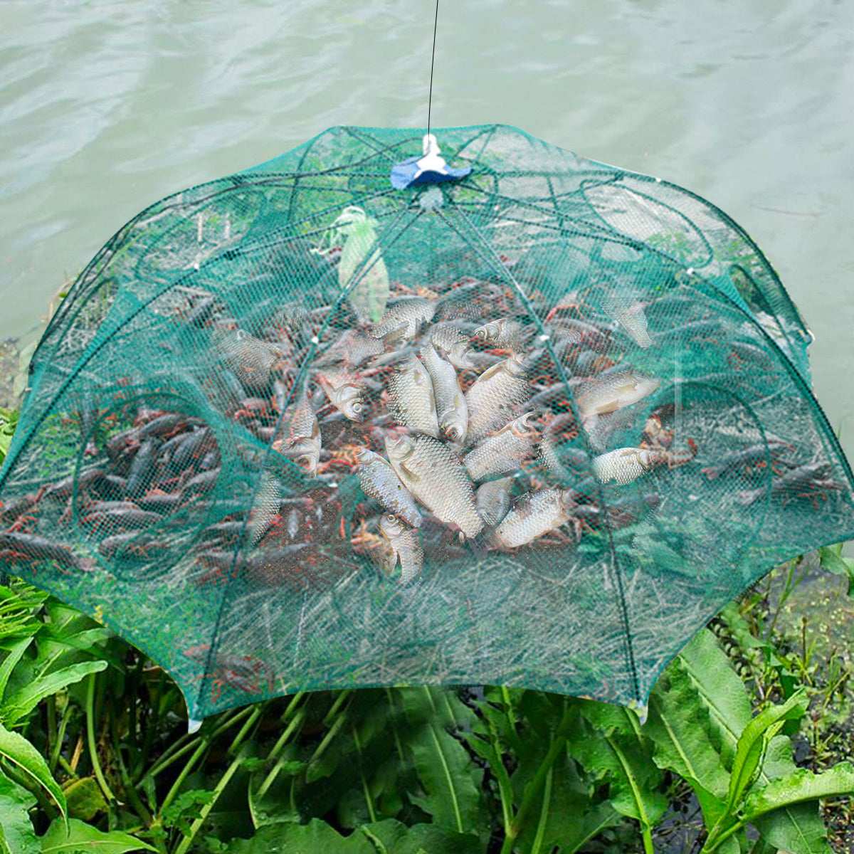 Strengthened 4-20 Holes Automatic Fishing Net Shrimp Cage Nylon Foldable Fish Trap Cast Net Cast Fold Crab Trap Fishing Network - globaltradeleader