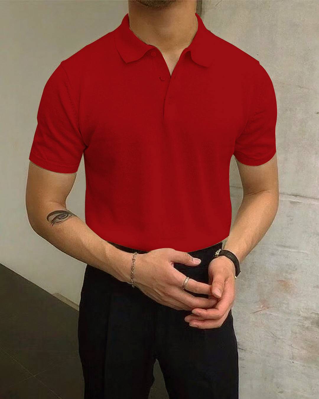 Men's Summer Lapels T-shirt Solid Color Casual - globaltradeleader