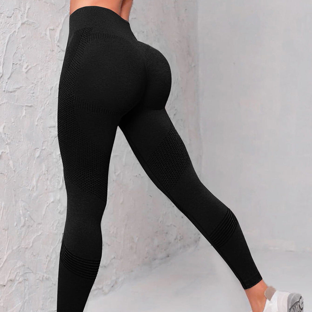 High Waist Seamless Yoga Pants Women's Solid Color Dot Striped Print Butt Lifting Leggings Fitness Running Sport Gym Legging Outfits - globaltradeleader