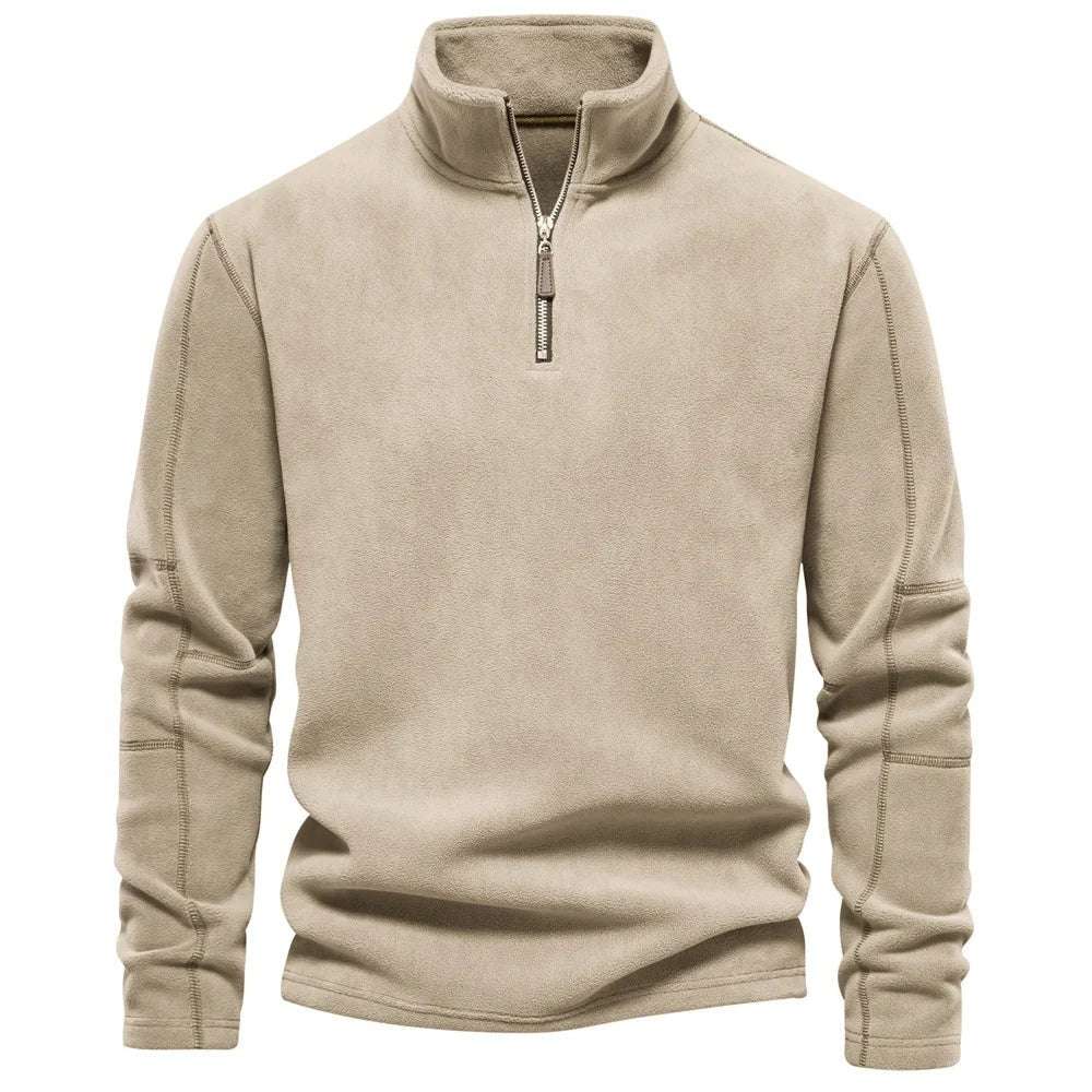 Fashion Personality Stand-collar Zippered Sweatshirt With Fleece Winter Casual Pullover Top Men's Clothing - globaltradeleader
