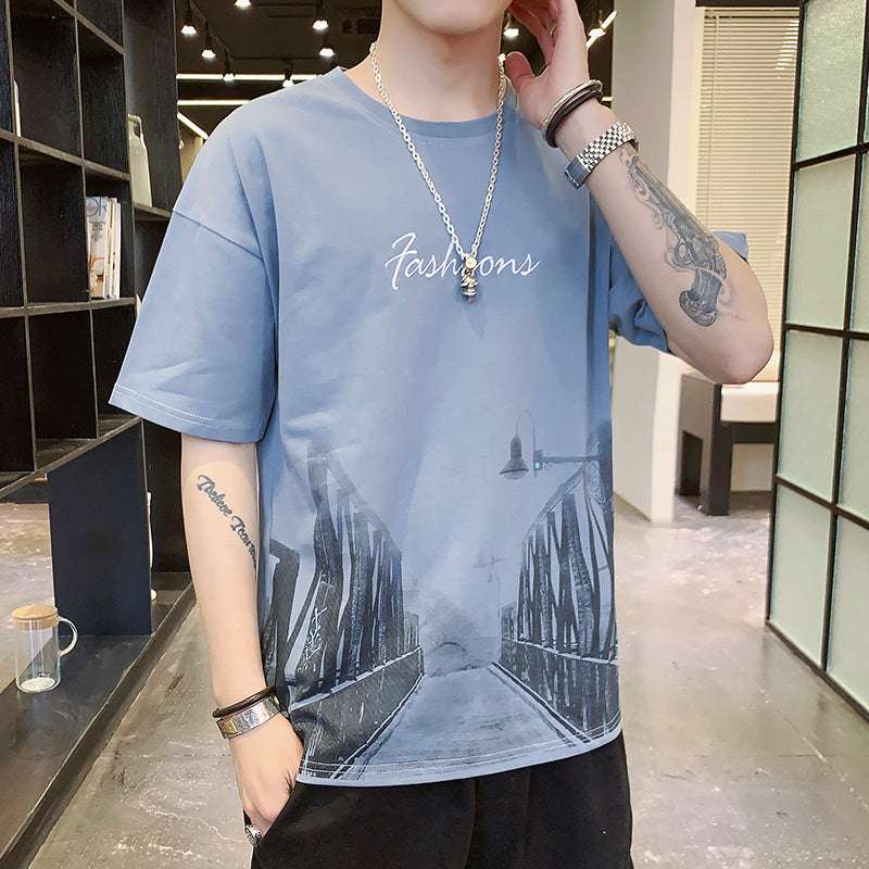 Men's Wide Creative Printed Half Sleeve Summer Top - globaltradeleader