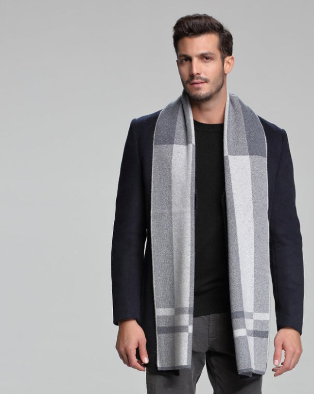autumn and winter new men's scarf cashmere tide men's business casual thick warm scarf long double-sided - globaltradeleader