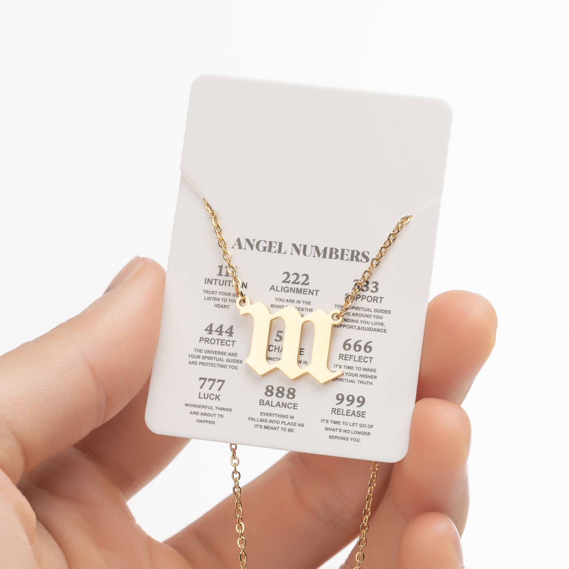 2025 Women's New Angel Lucky Digital Pendant Necklace Fashion 000-999 Stainless Steel Vintage Necklace - globaltradeleader