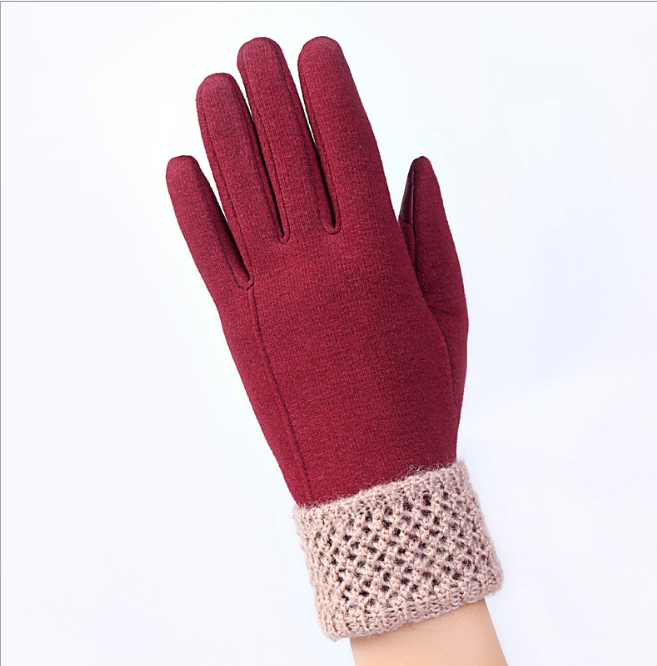 Touch screen ladies winter gloves outdoor sports cycling driving warm gloves not falling velvet gloves