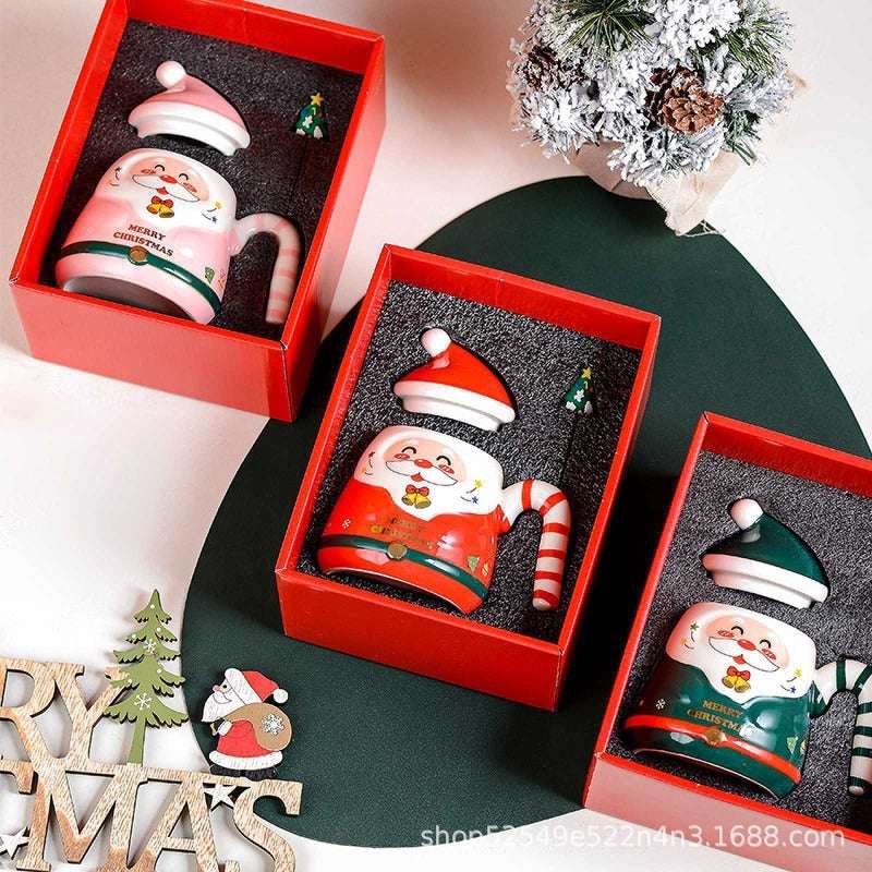 Creative Cartoon Santa Claus Cup Ceramic Cup Christmas Holiday Gift Hand-painted Water Cup Souvenir Mug - globaltradeleader
