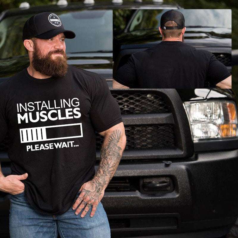 Popular Men's Fitness Muscle Brother Short-sleeved T-shirt