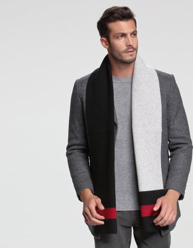 autumn and winter new men's scarf cashmere tide men's business casual thick warm scarf long double-sided - globaltradeleader