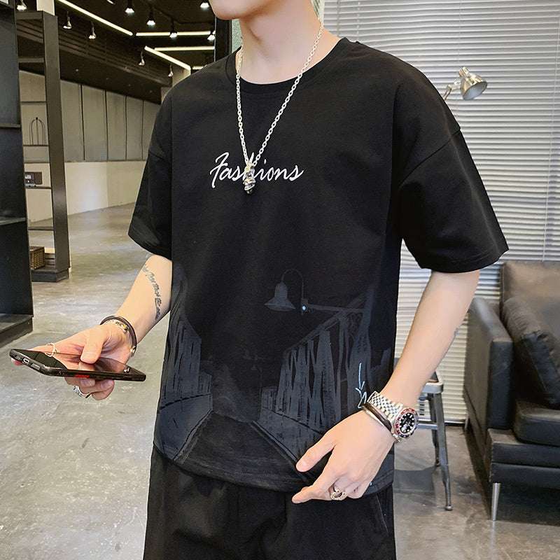 Men's Wide Creative Printed Half Sleeve Summer Top - globaltradeleader