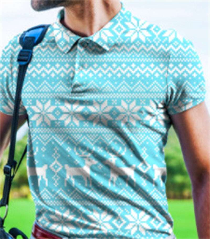 Men's Camouflage 3D Printed PoLo Shirt Fashion Button Lapel Short Sleeves