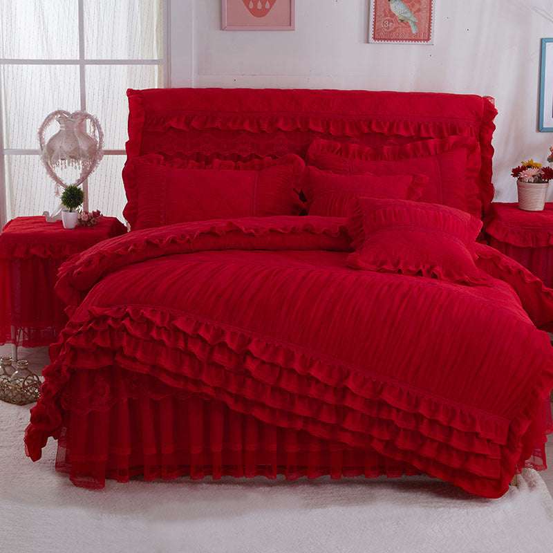Korean Style Lace Quilted Padded Bedspread - globaltradeleader