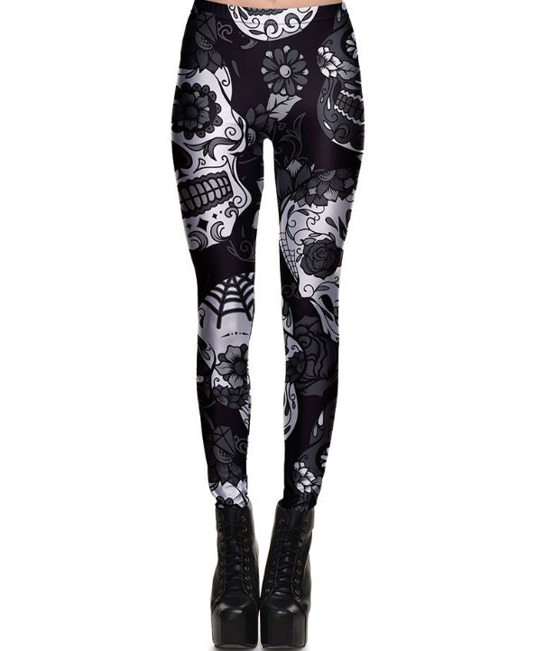 Leggings Fitness High Quality Women's Purple Skull Vines Evil Legging Sexy Stretch Digital Print Pants Cool Trousers - globaltradeleader