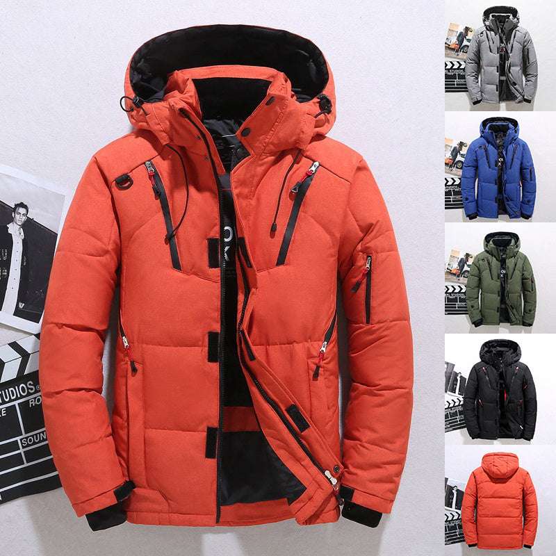 Outdoor Windproof Hooded Jacket Leisure Sports Coat With Pockets Warm Mens Clothing - globaltradeleader