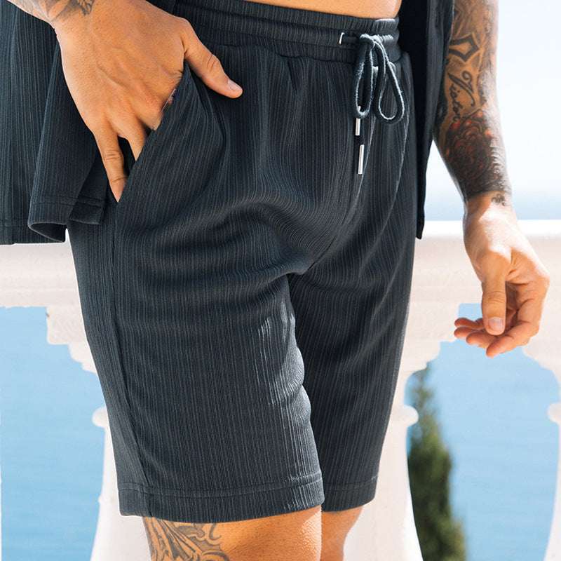 Men's Two Piece Set Short Sleeve Lapel Button Shirts And Shorts Beach Style Suits Men Summer Fashion Clothing Streetwear - globaltradeleader
