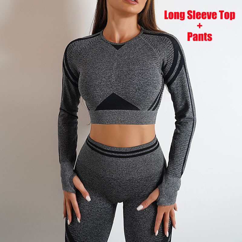 Seamless Yoga Pants Sports Gym Fitness Leggings Or Long Sleeve Tops Outfits Butt Lifting Slim Workout Sportswear Clothing - globaltradeleader