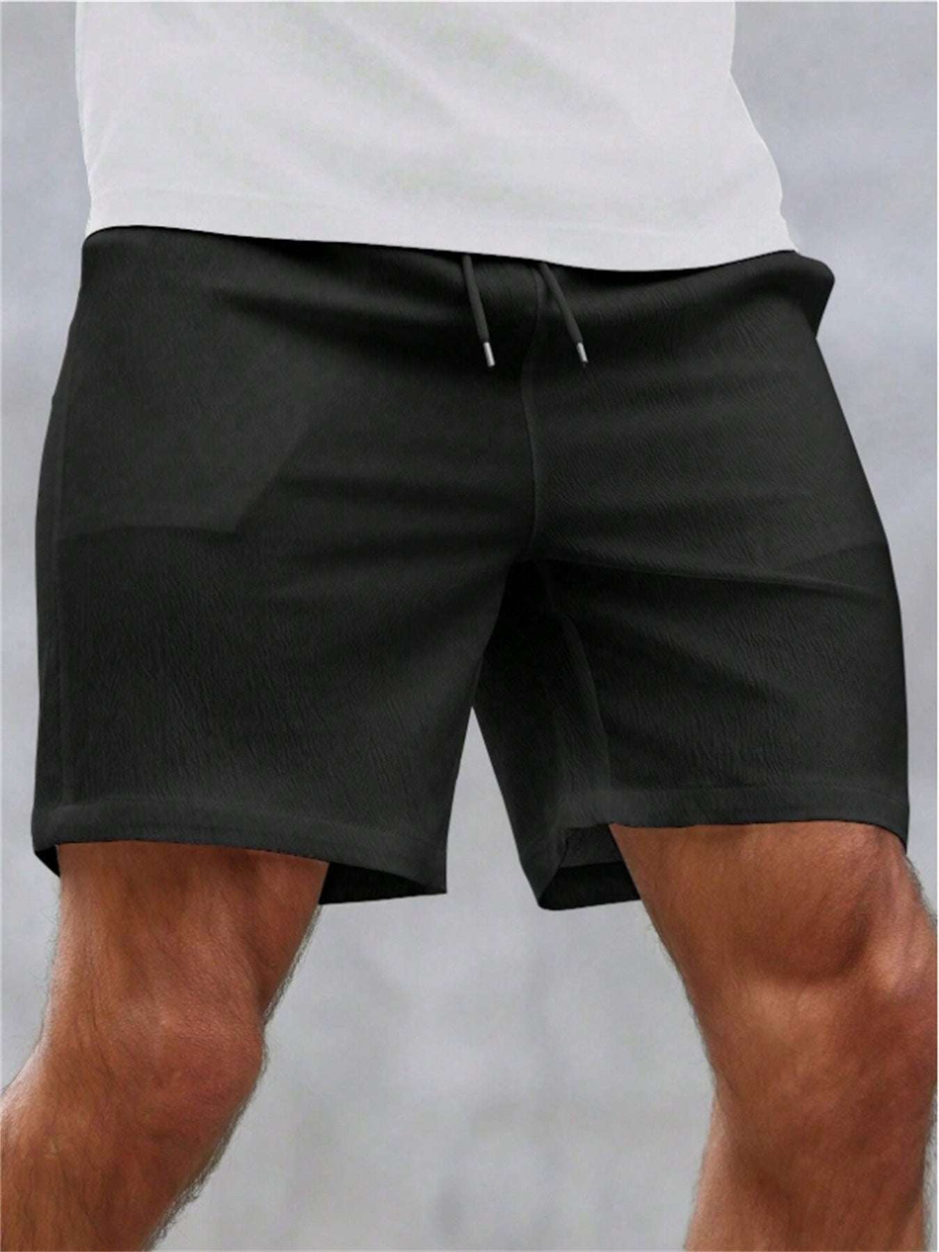 Drawstring Elastic Waist Breathable Solid Color Beach Shorts - globaltradeleader