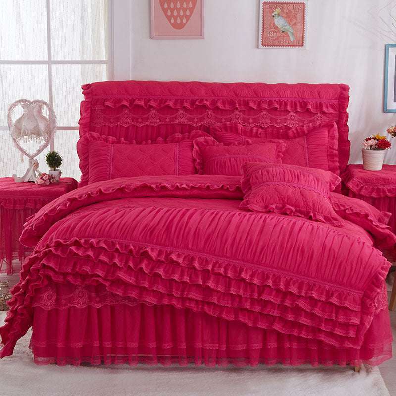 Korean Style Lace Quilted Padded Bedspread - globaltradeleader