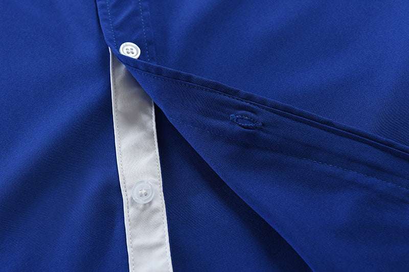 Long Sleeve Placket Fashion Contrast Casual Shirt
