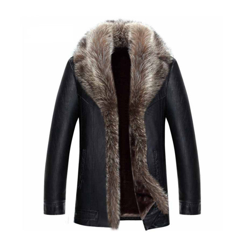 Men's Fashion Casual Leather Coat Fur Collar Jacket - globaltradeleader