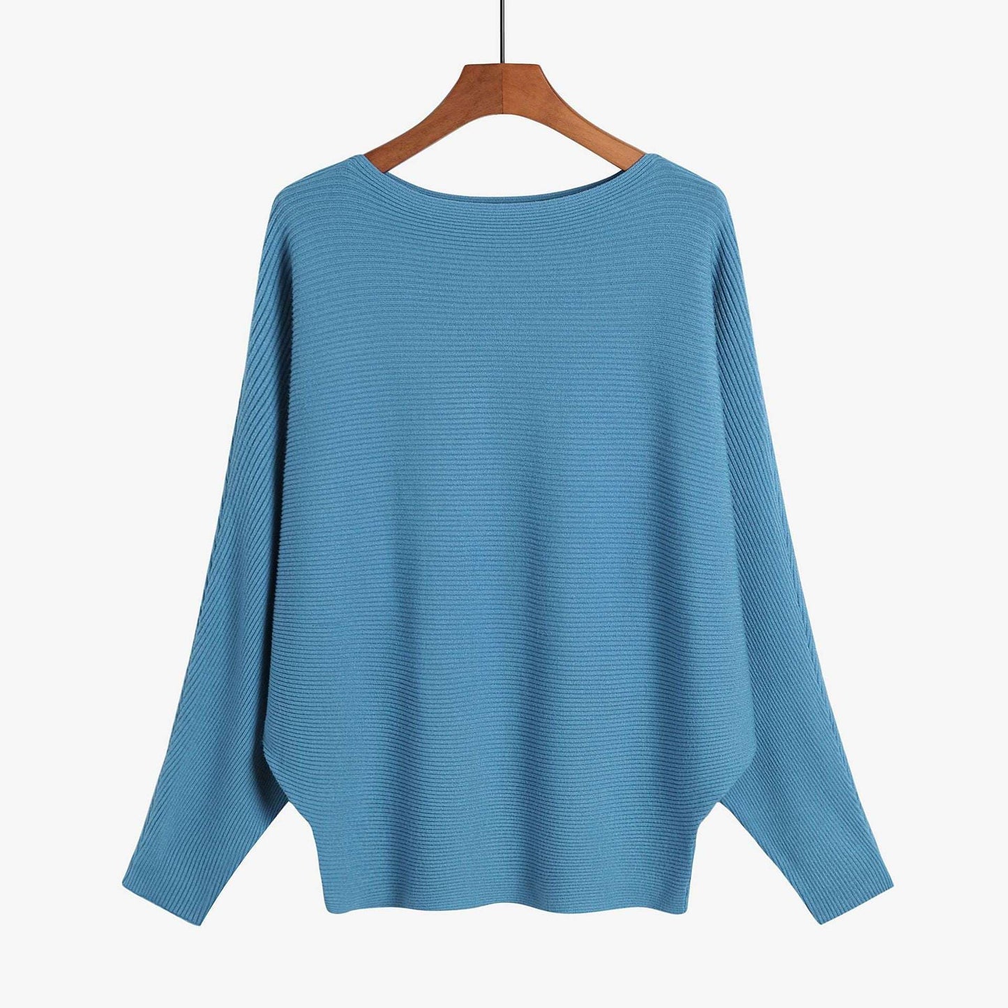 Women's Knit Sweater One-neck Bat Shirt Pullover Loose Threaded Top