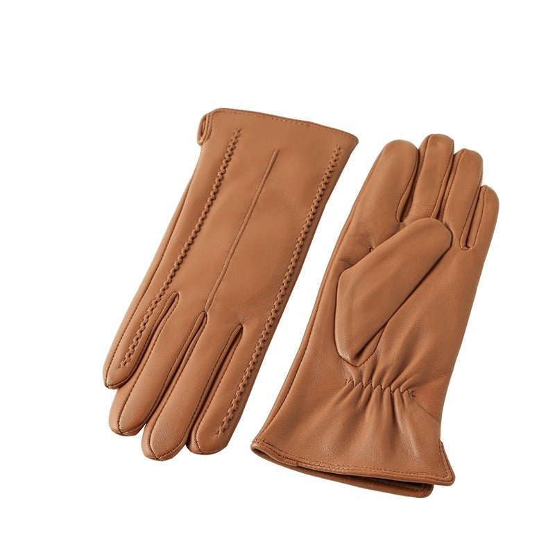 European And American Ladies Color Sheepskin Gloves Fashion Autumn And Winter Warm With Velvet - globaltradeleader