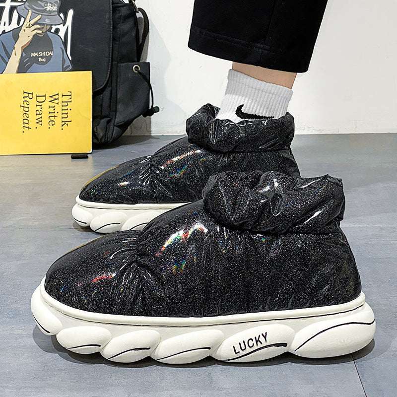 Cotton Slippers Men Can Wear Outside In Winter Plus Velvet Warm Shoes - globaltradeleader