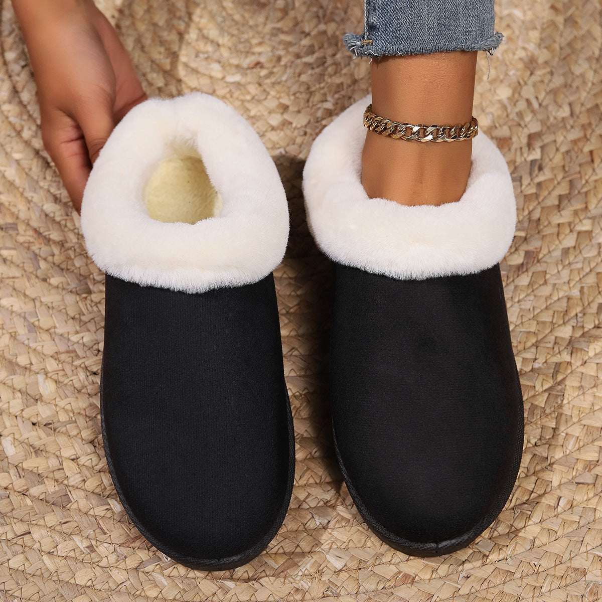 Women Winter New Round Head Leisure Slip-onPlus Size Cotton Shoes - globaltradeleader