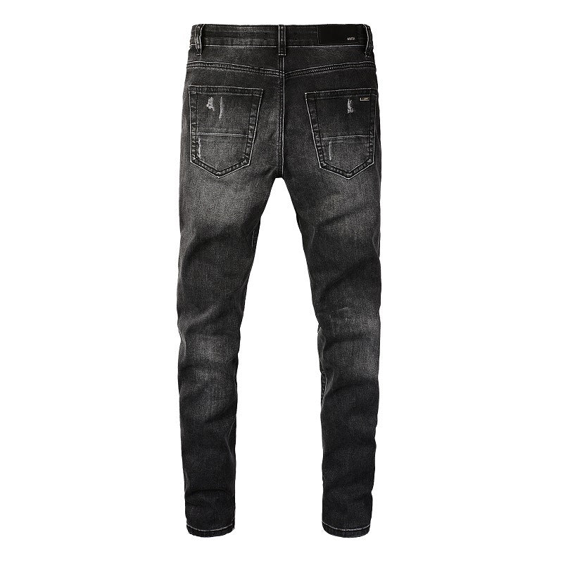 High Street Denim Men's Patch Slim Fit Slim Feet Pants