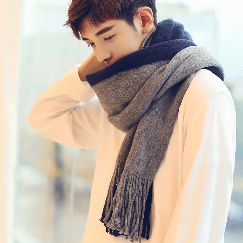 Men's And Women's Korean-style Cashmere Color Matching Scarf Solid Color Shawl - globaltradeleader