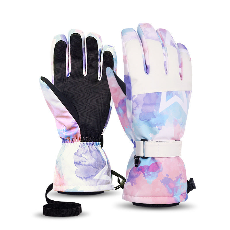 Ski Gloves Men And Women Winter White Warm Cycling Sports Touch Screen Five Fingers - globaltradeleader