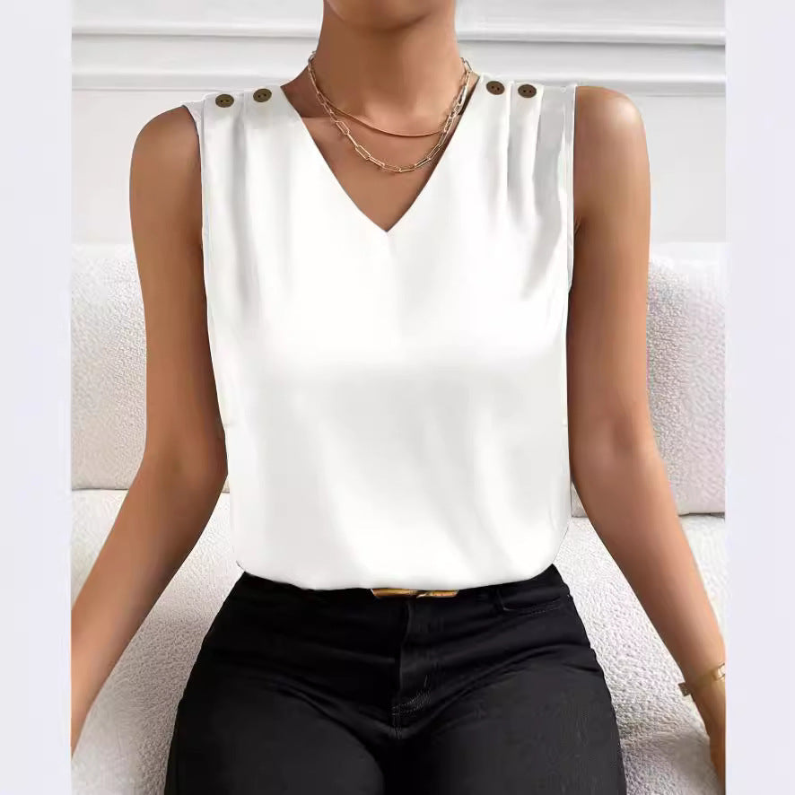 Women's Fashionable Simple Silk High Elastic Solid Color Vest - globaltradeleader